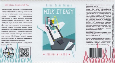 Этикетка пива Milk It Easy от пивоварни Bottle Share. Изображение №1 (фото: Павел Егоров)