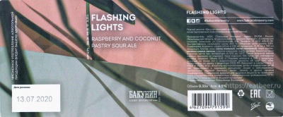 Этикетка пива FLASHING LIGHTS от пивоварни Бакунин. Изображение №1 (фото: Андрей Атаевв)