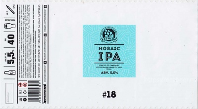 Этикетка пива Mosaic IPA #18 от пивоварни Brewlok Craft & Classic Brewery. Изображение №1 (фото: Павел Егоров)