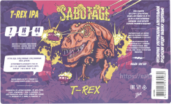 Этикетка пива T-REX от пивоварни Sabotage. Изображение №1 (фото: Андрей Атаевв)